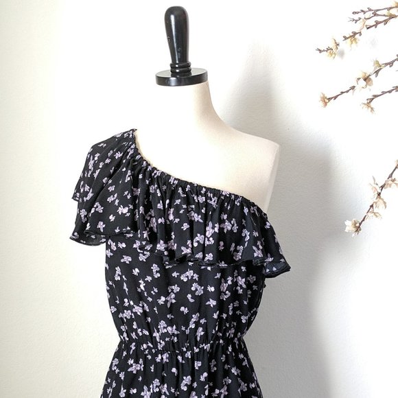 LEITH Flower Print One Shoulder Ruffle Dress Small - Picture 3 of 8